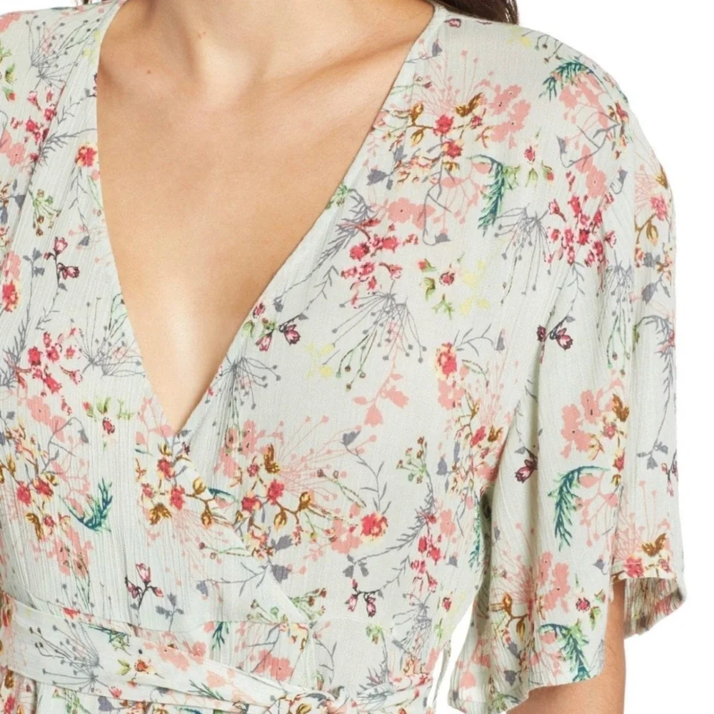 RAGA Secret Escape Floral Faux Wrap Maxi Sage Dress Size Small - Picture 3 of 7